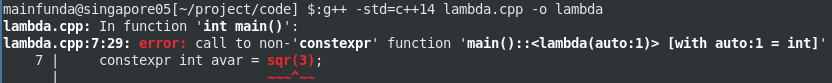 compiler error with constexpr when calling non-const lambda