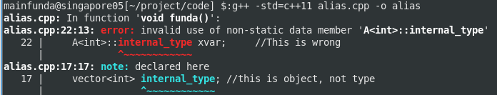 c++ compiler error due to not using typename keyword