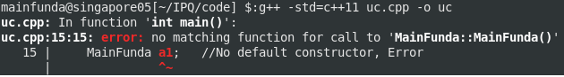 compiler error since the default constructor is not available