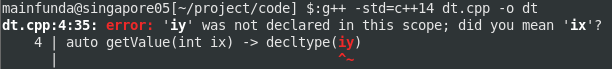 compiler error due to incorrect trailing return type spec