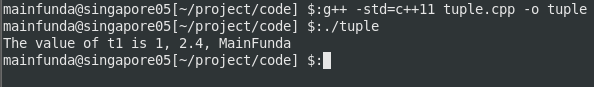 output of code using make_tuple( ) function